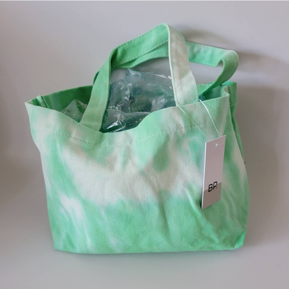 new canvas green/white tie dye mini tote bag